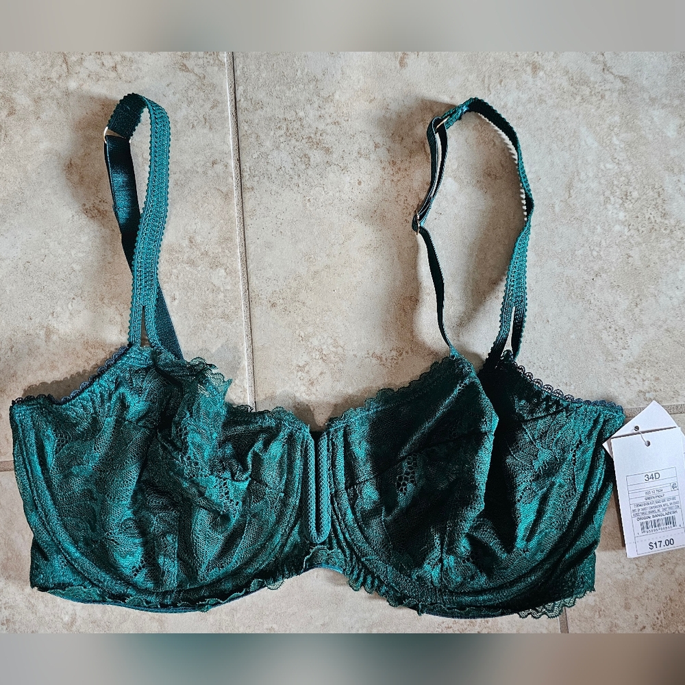 Elegant Teal Lace Bra